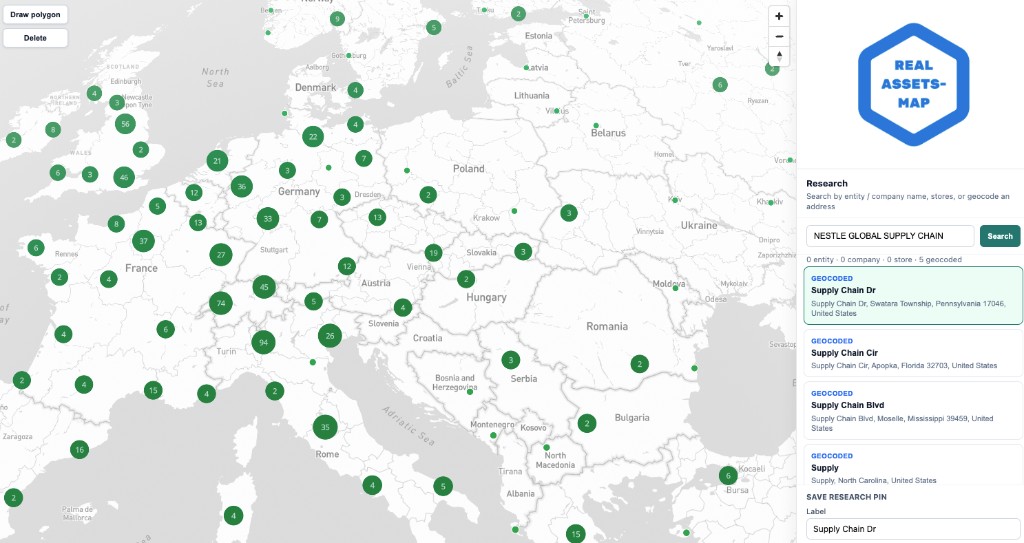 Europe supply-chain map